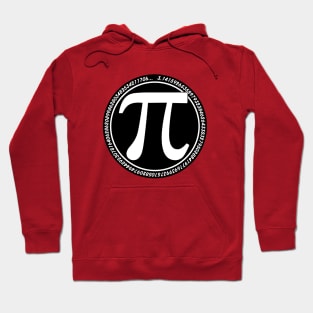 Round Pi symbol White on Black mod long Pi Greek Hoodie